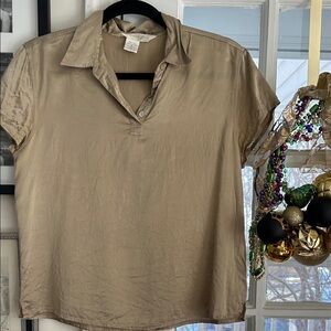Gold Silk Short Sleeve Top